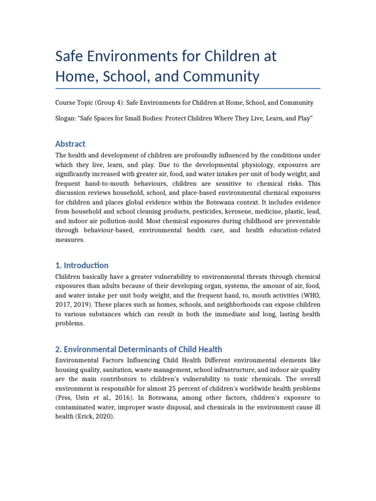 safe environments | PDF | Environmental Health | Toxicity