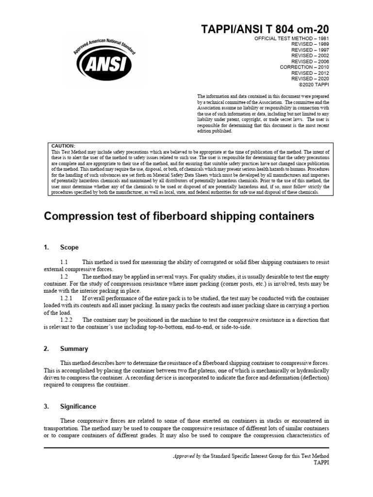 TAPPI/ANSI T 804 Om-20: 1. Scope | PDF | Deformation (Engineering ...