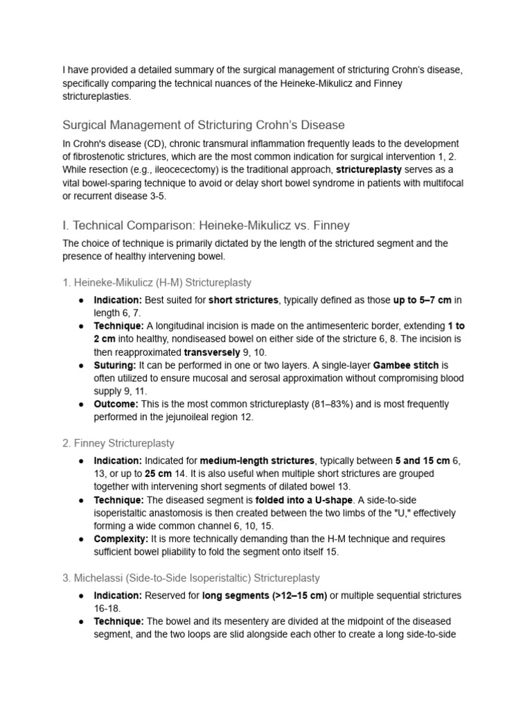 Surgical Techniques for Stricturing Crohn’s Disease Management | PDF ...