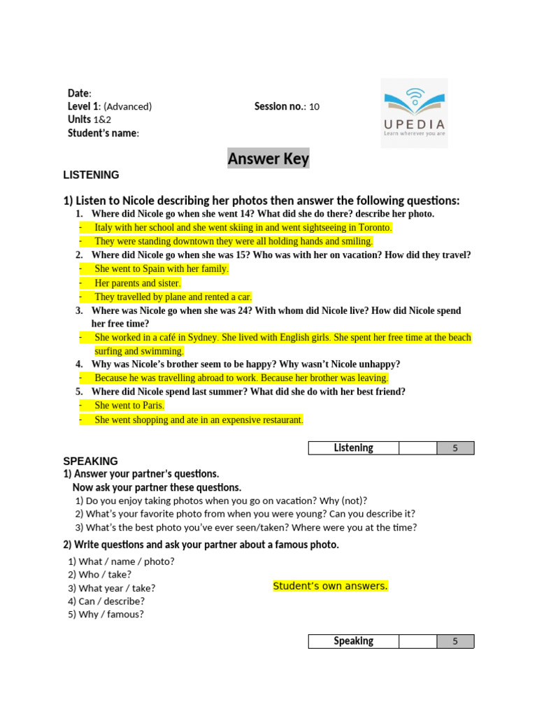 Answer Key | PDF