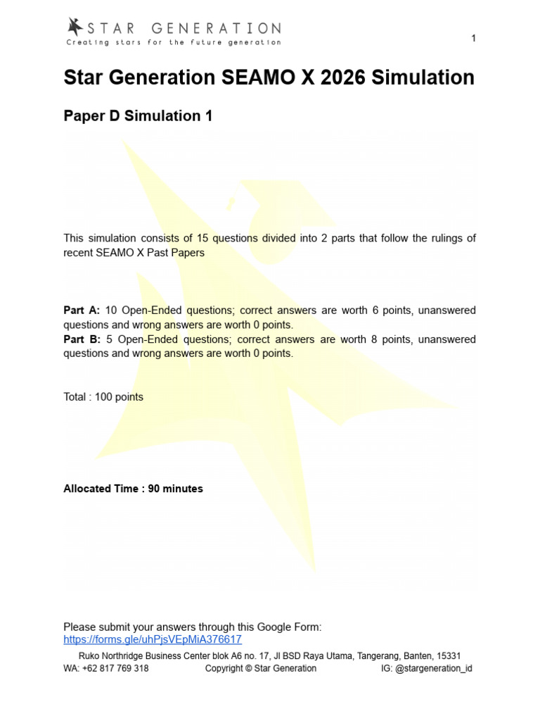 SEAMO X 2026_Simulation 1_Paper D | PDF | Arithmetic | Number Theory