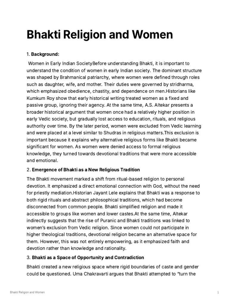 Bhakti Religion and Women | PDF | Bhakti | Patriarchy