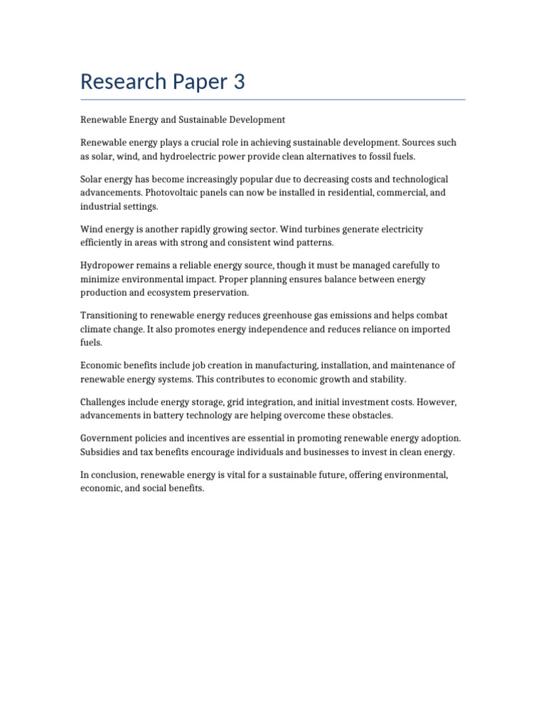 Final Research Paper Renewable | PDF