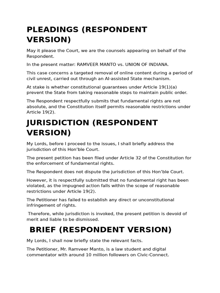 Respondent Oral Pleding | PDF | Human Rights | Government