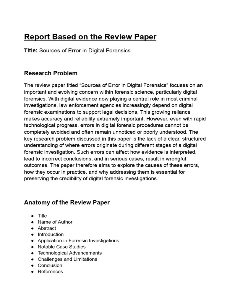 RM Assignment 1 Review Paper Report | PDF | Forensic Science | Digital ...