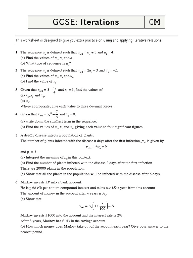 10.5.6.1 - Iteration GCSE Style Questions | PDF | Applied Mathematics ...