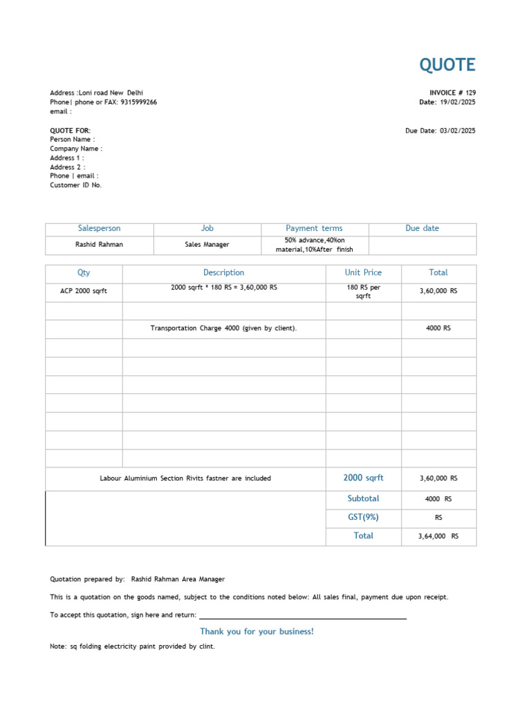 ACP Quotation | PDF