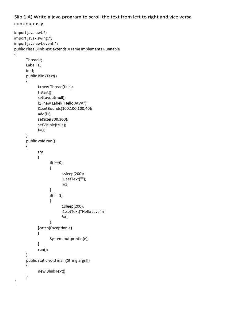 Adv Java Slip Sol | PDF | Object Oriented Programming | Software ...
