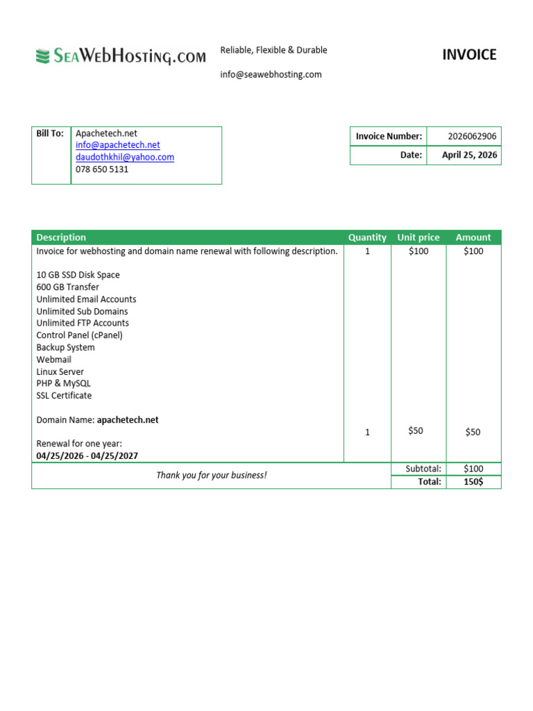 Invoice - Apachetech.net | PDF