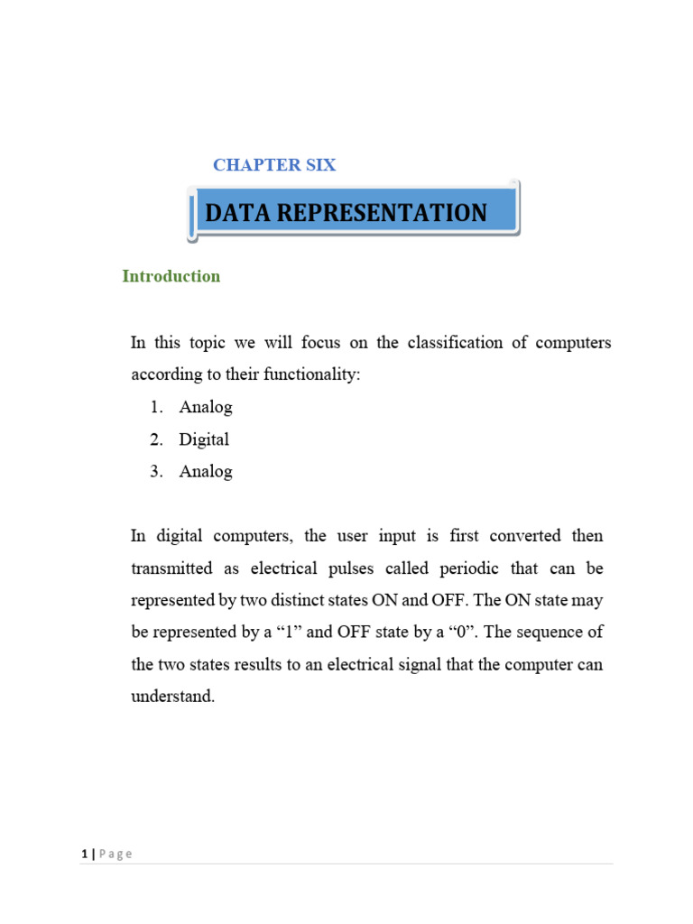 10.V1-6.0.0 Data Representation in a computer (26 Lessons) | PDF | Bit ...