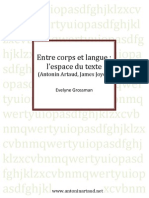 Entre Corps Langue Espace Du Texte Evelyne Grossman