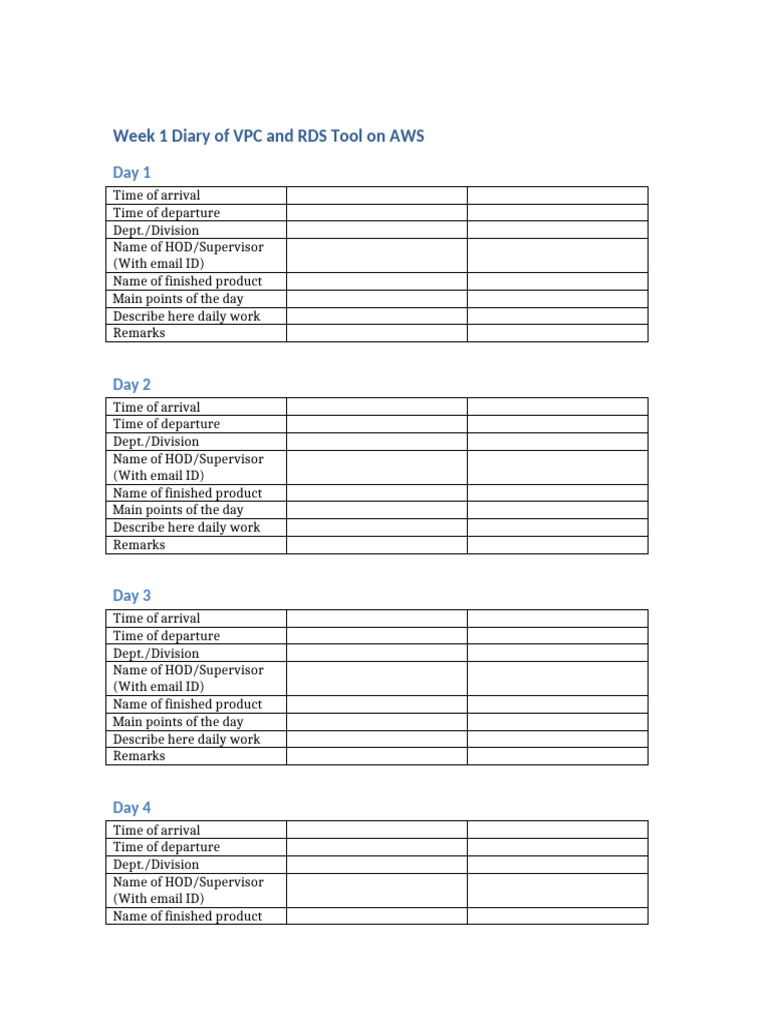 Week 1 Diary Vpc Rds Aws | PDF