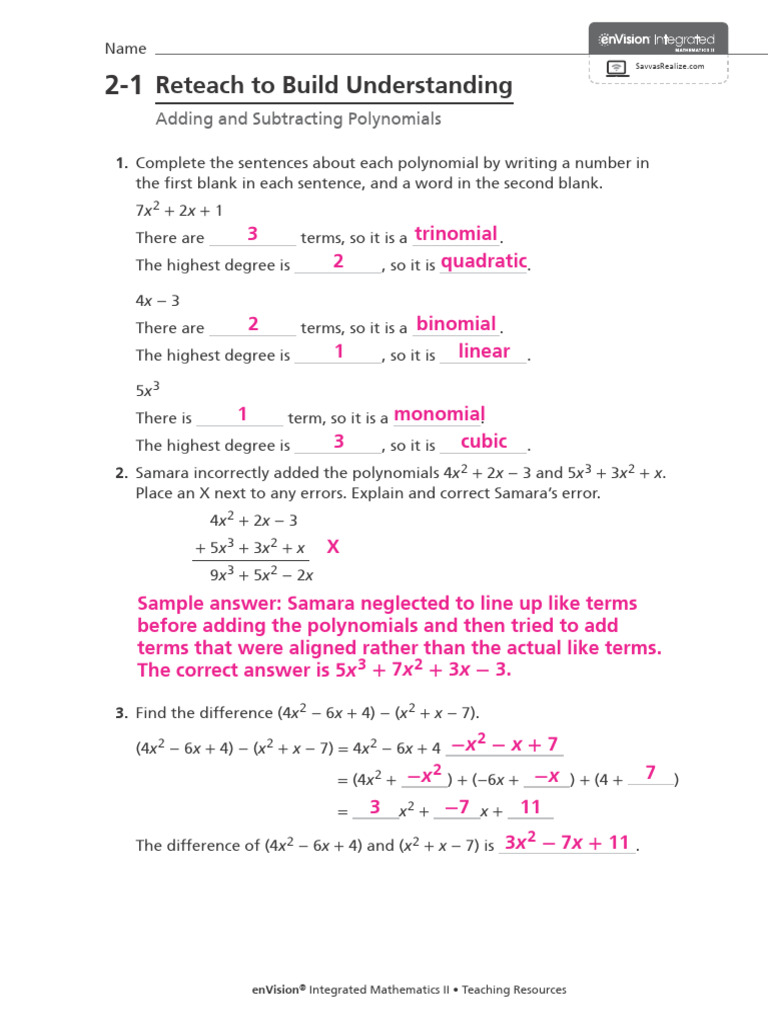 G9 Reteach Topic 2 + Ans.key | PDF | Factorization | Discrete Mathematics
