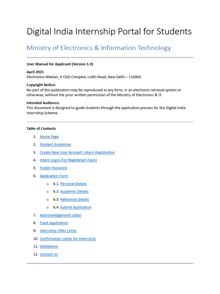 Digital India Internship Scheme for Students Manual | PDF | Software ...
