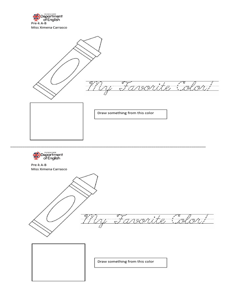 Prek Worksheet My Fav Color | PDF