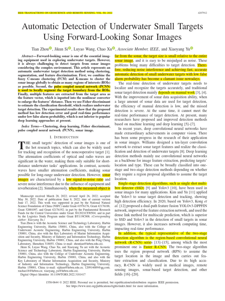 4. Automatic Detection of Underwater Small Targets Using Forward ...