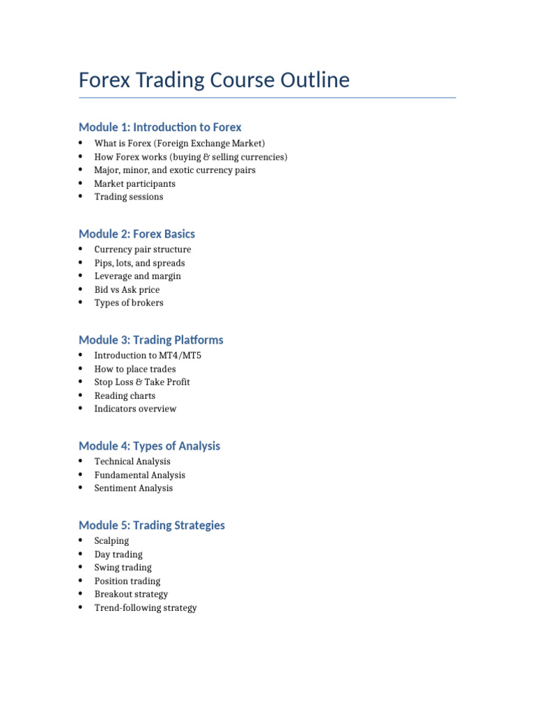Forex Trading Course Outline-1 | PDF