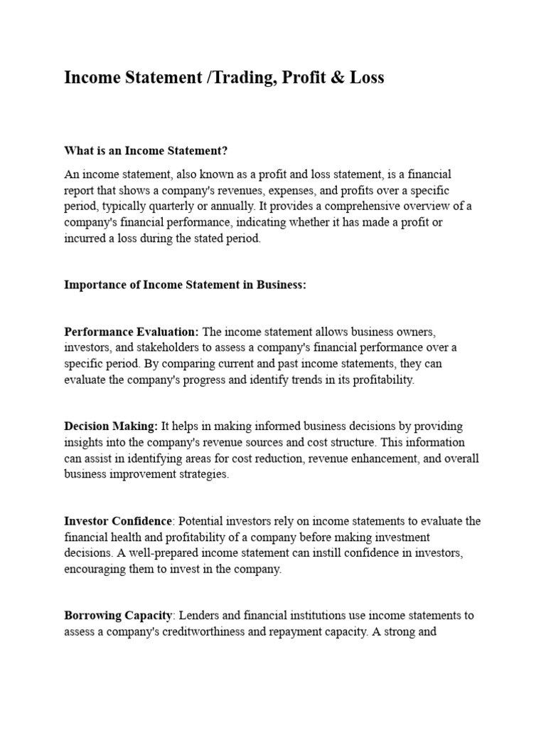 Income Statement Notes.docx | PDF | Income Statement | Expense
