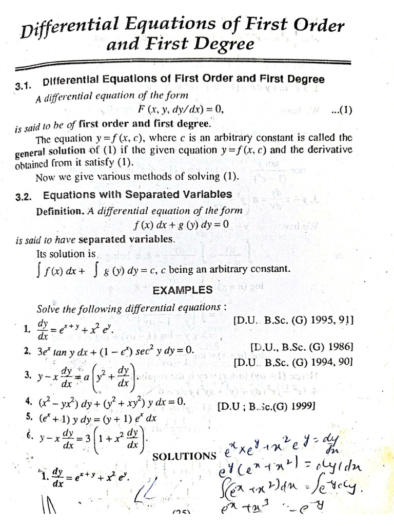 Ch.3- Differential equation of first order and first degree.pdf | PDF