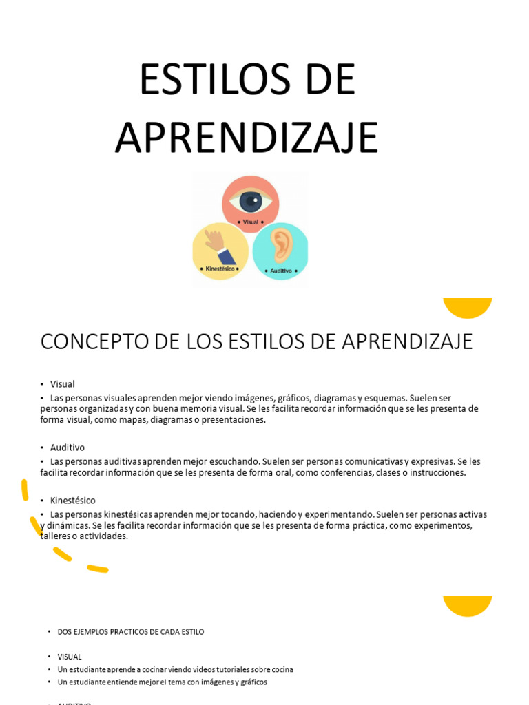 Estilos de Aprendizaje Exposicion | PDF | Aprendizaje | Aprendiendo estilos