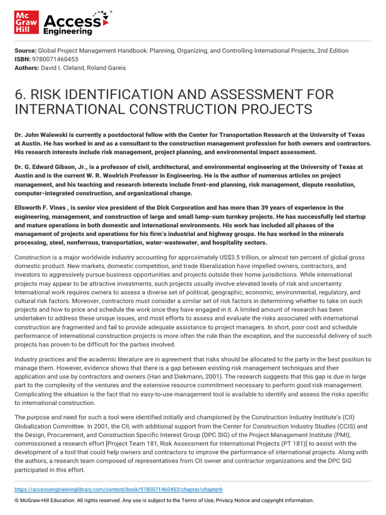 Risk Identification and Assessment for International Construction ...