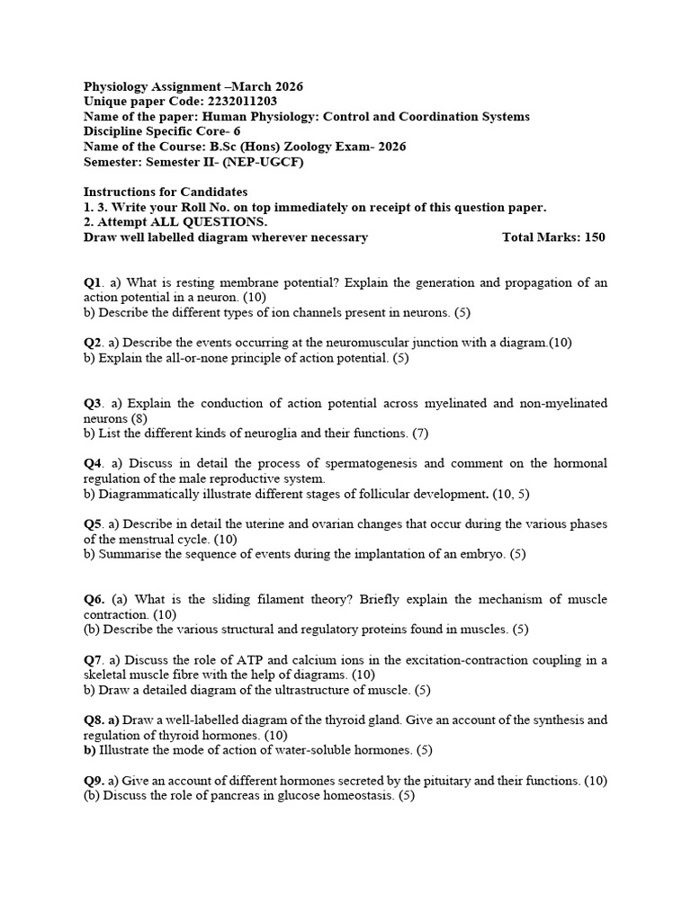 Physio Assignment 2026 CCS | PDF