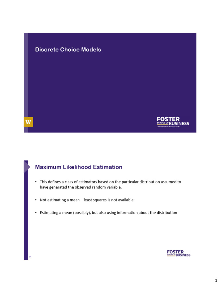 Lecture 4 - Discrete Choice | PDF | Estimation Theory | Mathematical ...