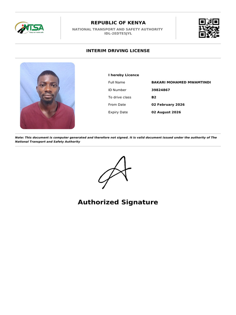IDL 2EDTE5JYL Interim Driving License | PDF