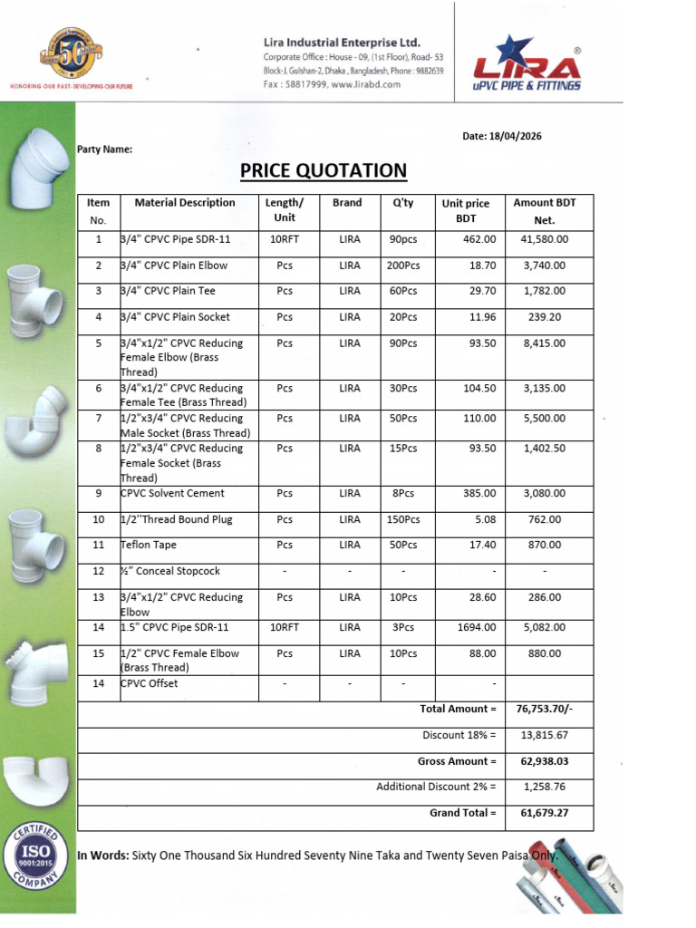Price Quotation | PDF | Chemical Substances | Amorphous Solid