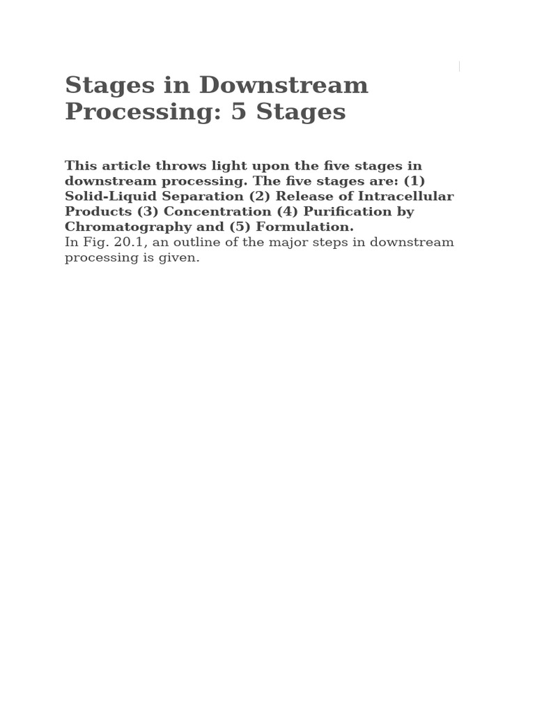 Stages in Downstream Processing | PDF | Chromatography | Filtration