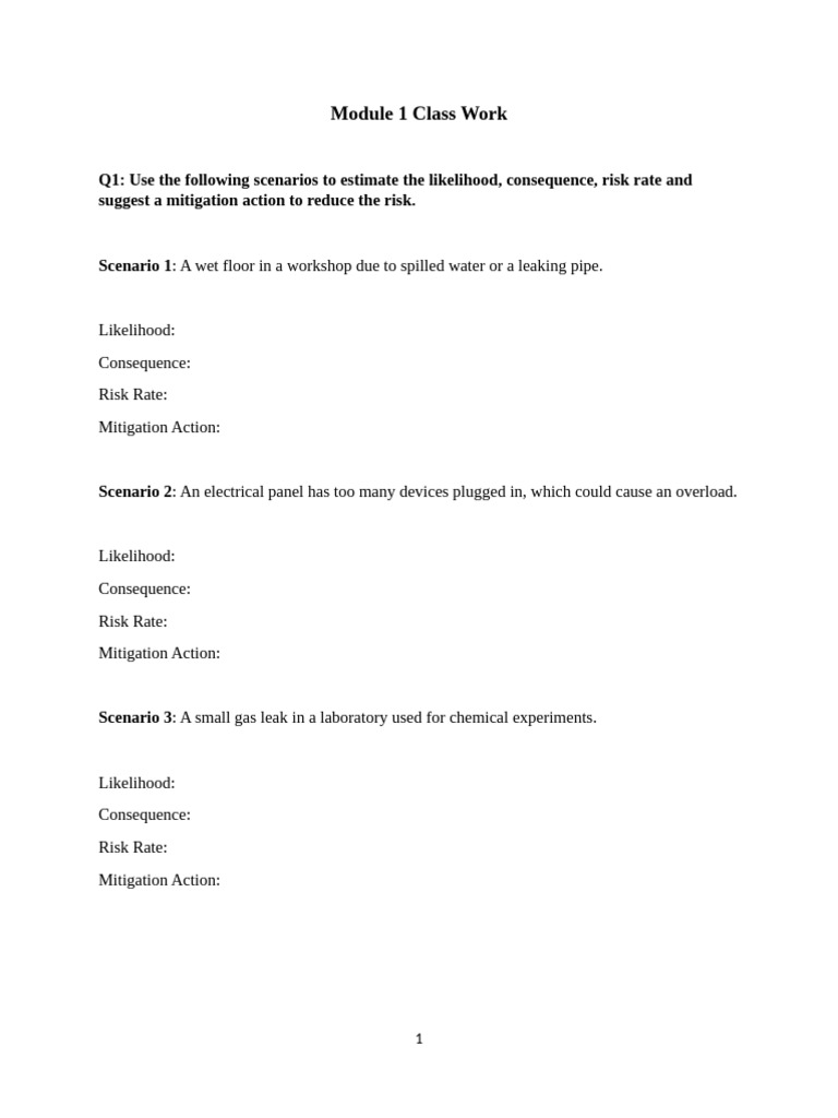 Module 1 Class Work | PDF | Personal Protective Equipment | Pipe (Fluid ...