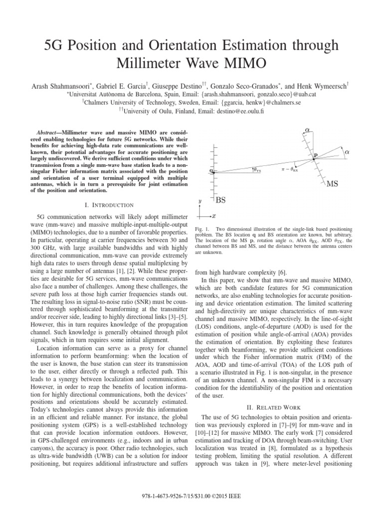 5G Position and Orientation Estimation Through | PDF