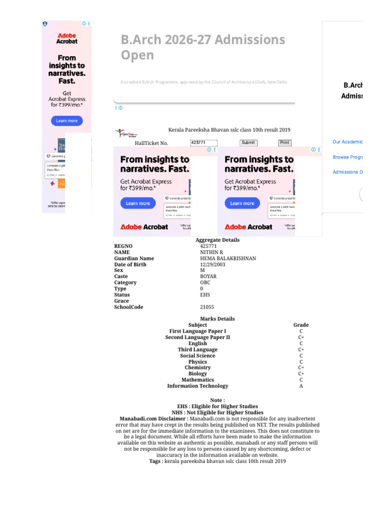 Kerala Pareeksha Bhavan Sslc Class 10th Result 2019_ Manabadi | PDF ...
