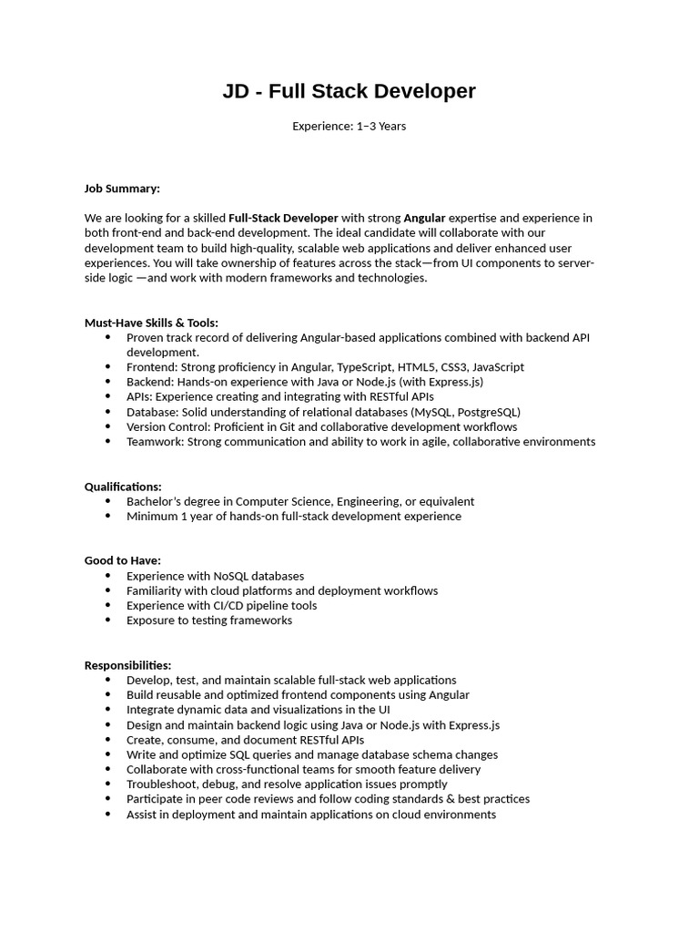 JD - Full Stack Developer (1) (1) | PDF