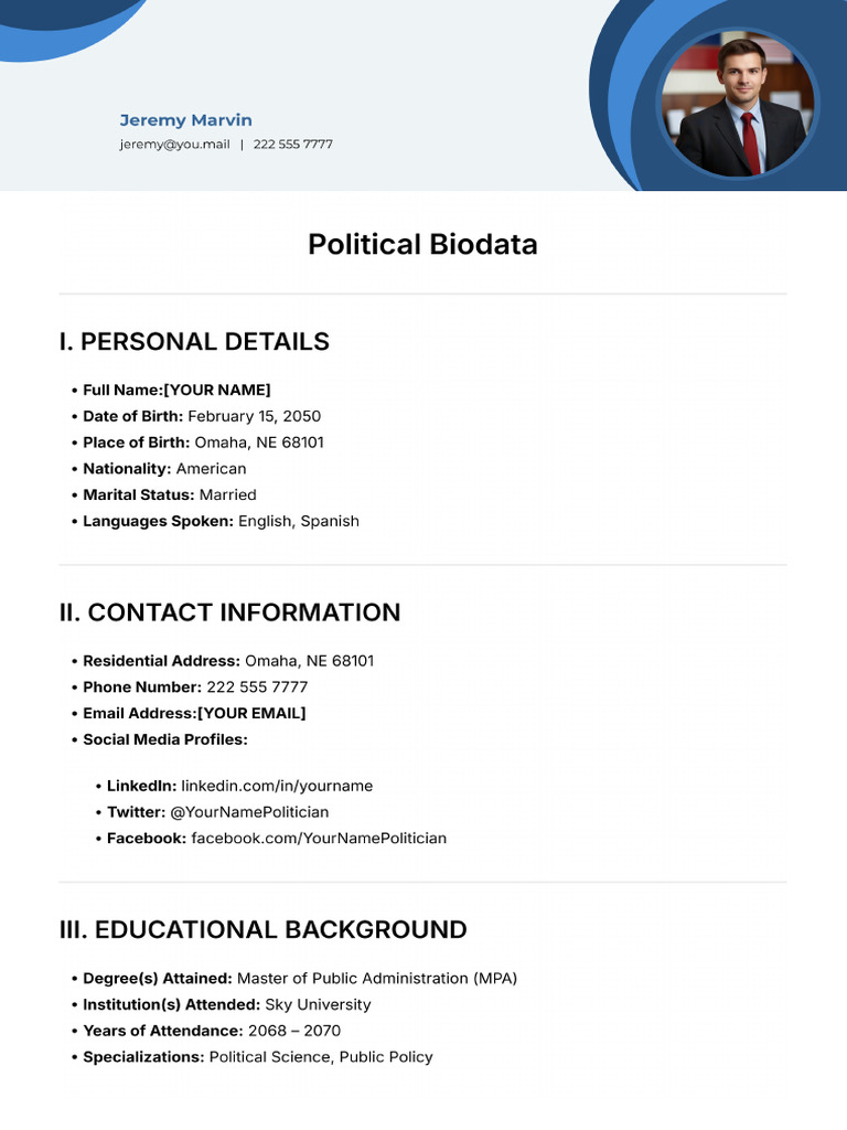 Political Biodata Template | PDF