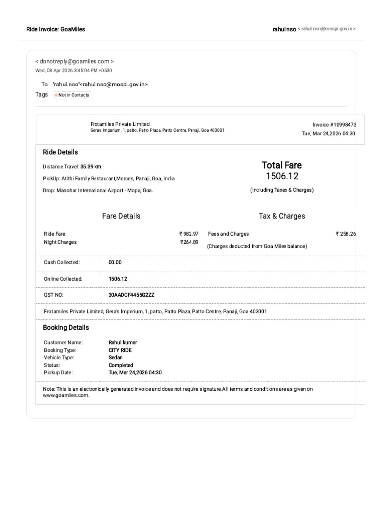 Ride Invoice_ GoaMiles | PDF