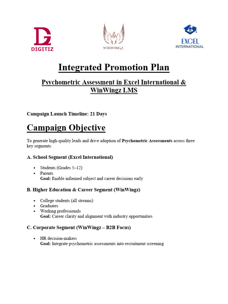 Integrated Promotion Plan | PDF | Recruitment | Digital Marketing