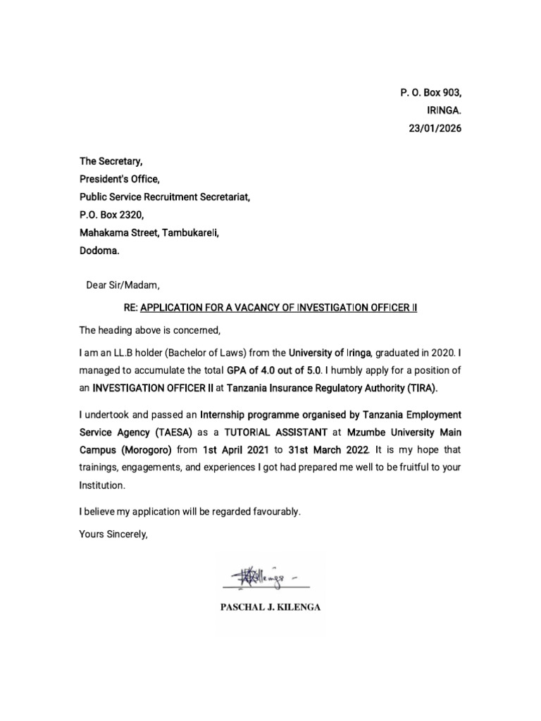 Application Investigation Officer TIRA-1 | PDF