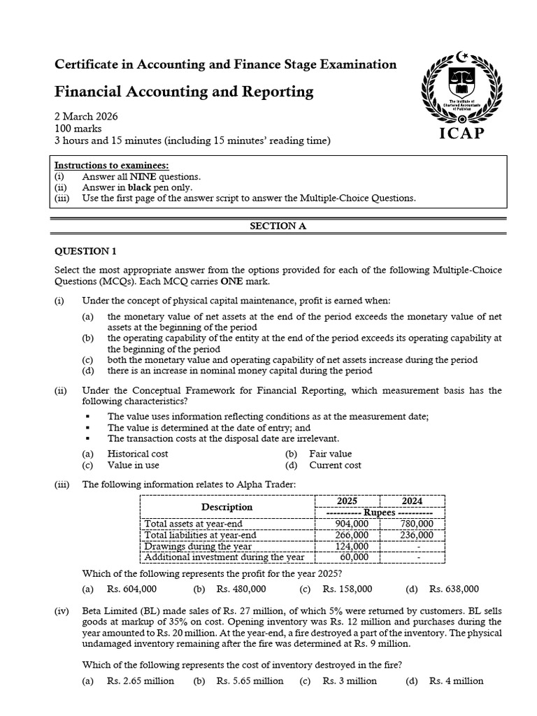 CAF 1 FAR Spring 2026 New | PDF | Fixed Asset | Debits And Credits