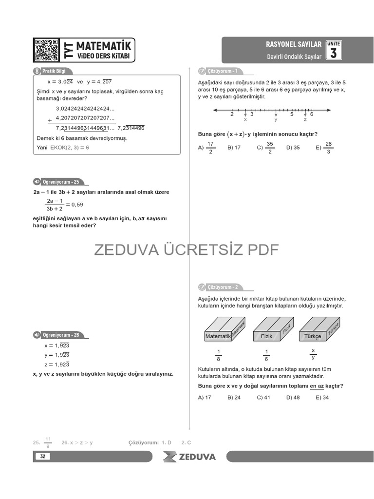 Tyt Matematik Devirli Ondalik Sayilar Ve Rasyonel Sayilar Cozuyorum ...