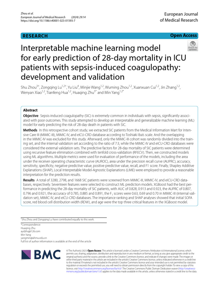6. Interpretable Machine Learning Model for Early Prediction of 28-Day ...