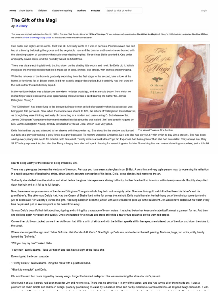 O Henry - The Gift of the Magi | PDF