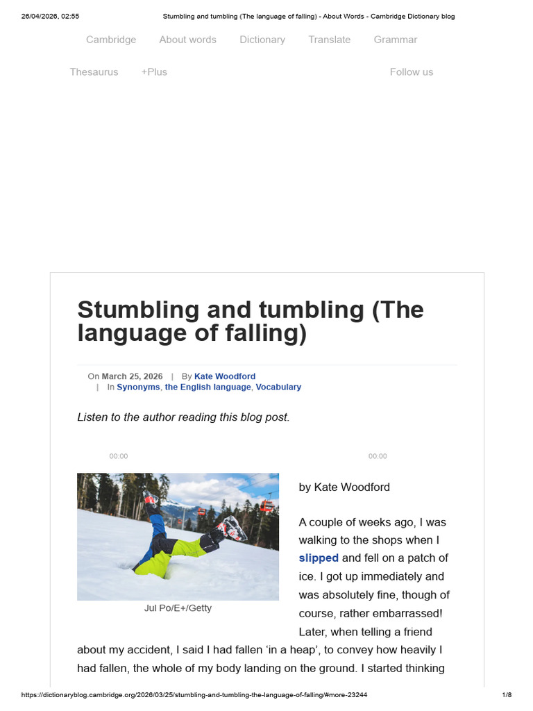 Stumbling and Tumbling (the Language of Falling) - About Words ...