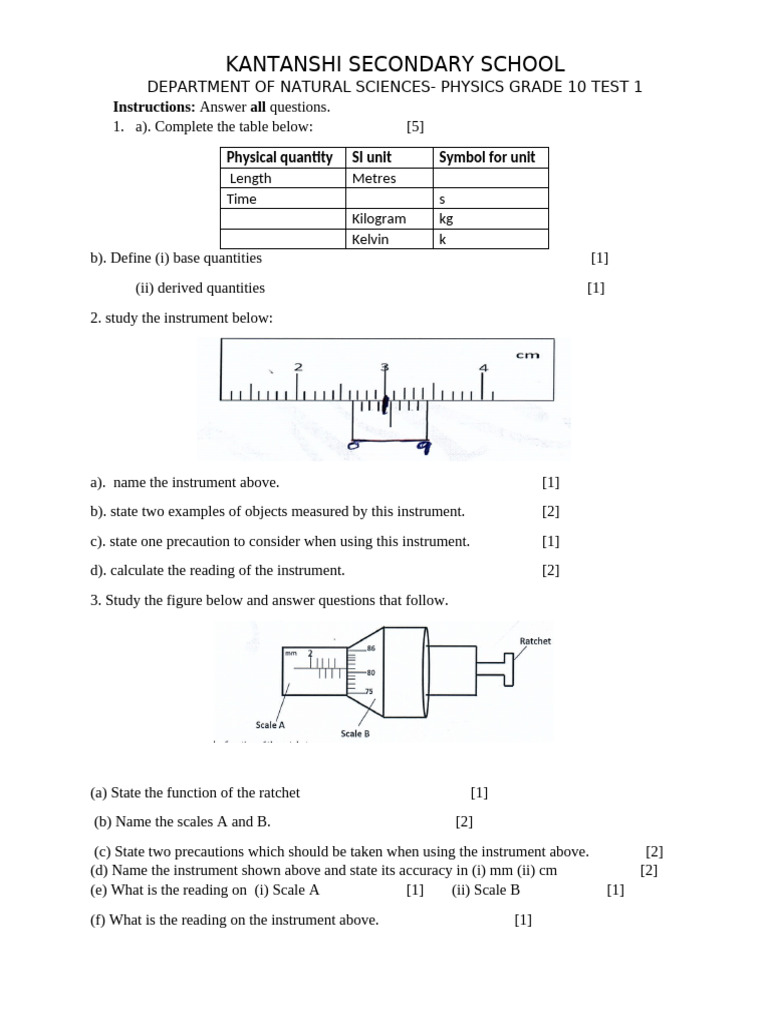 Physics Test 1 | PDF