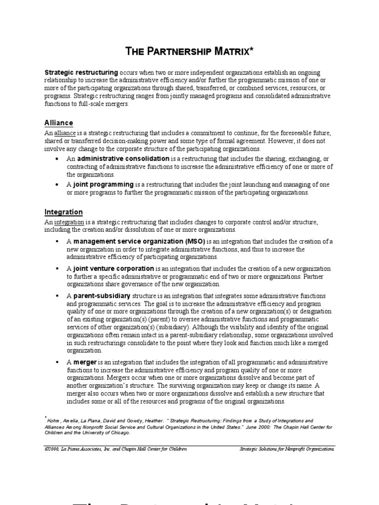 Partnership Matrix | PDF | Mergers And Acquisitions | Subsidiary
