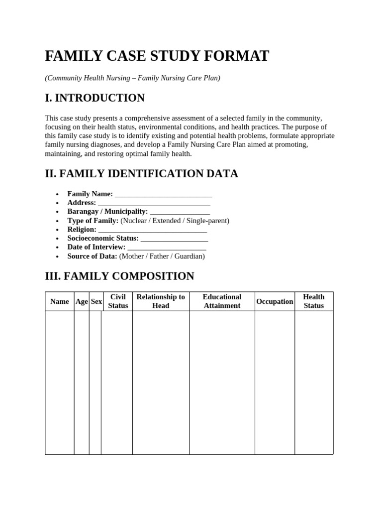 Family Case Study Format | PDF