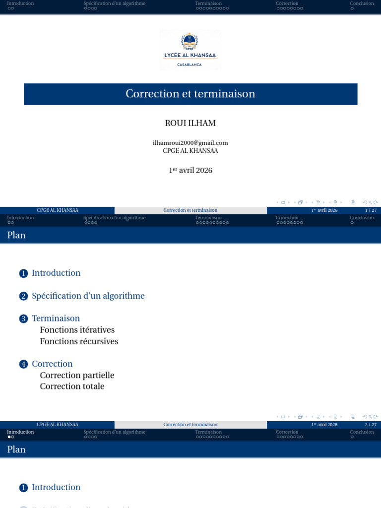 Correction Et Terminaison | PDF | Structure de contrôle | Algorithmes