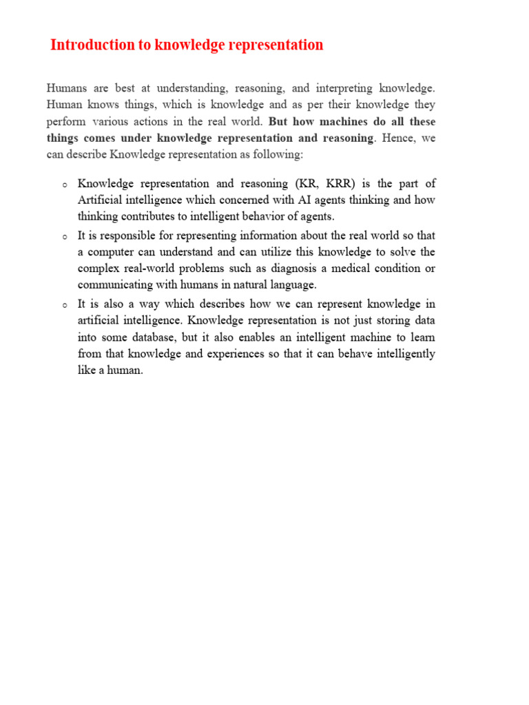 Knowledge Representation (1) | PDF | Knowledge Representation And ...
