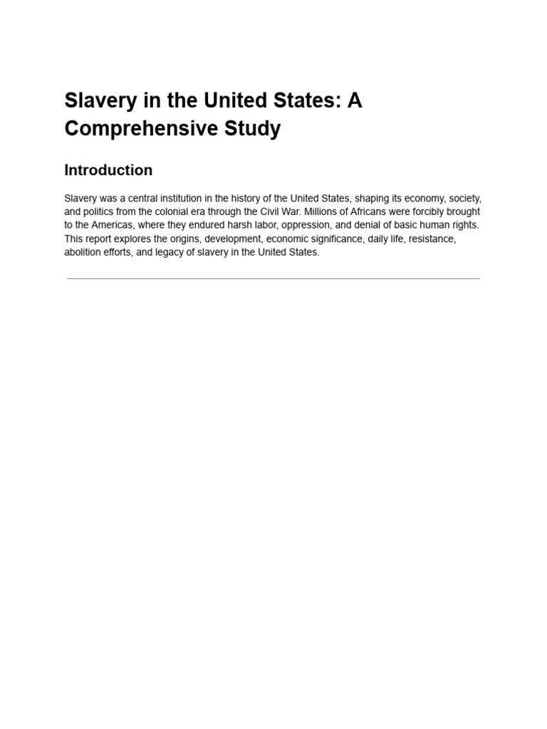 Slavery in the United States_ a Comprehensive Study | PDF | Slavery In ...