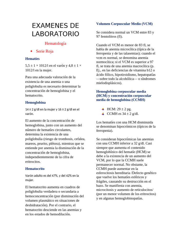 Examenes de Laboratorio | PDF | Coagulación | Proteína C-reactiva